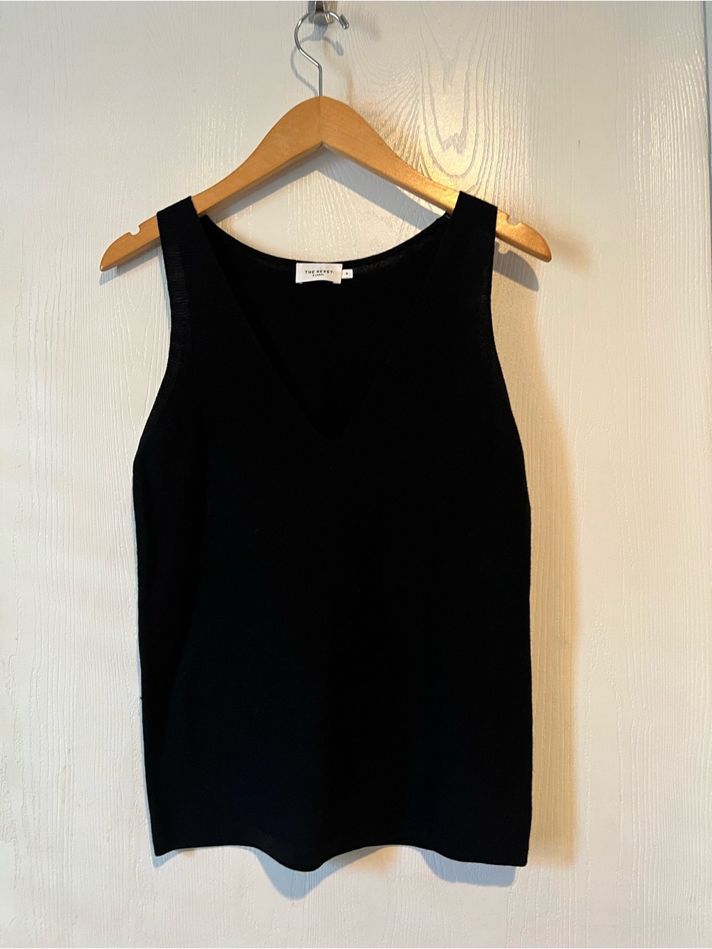 The Reset R Label Black Ribbed  Tank  Minimalist Quiet Luxury Women Sz Small
